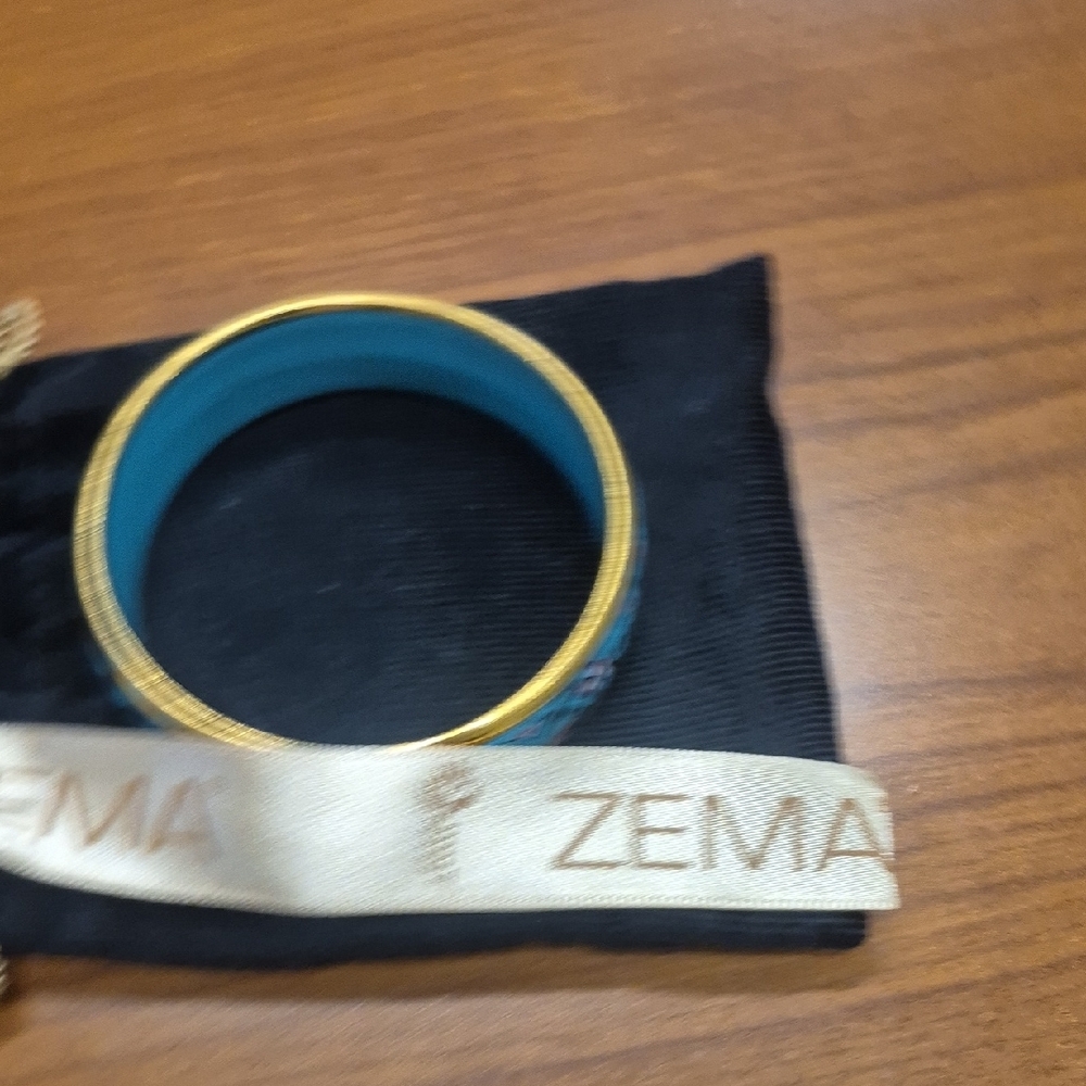Blue Floral Enamel Bangle Bracelet - Picture 4 of 6